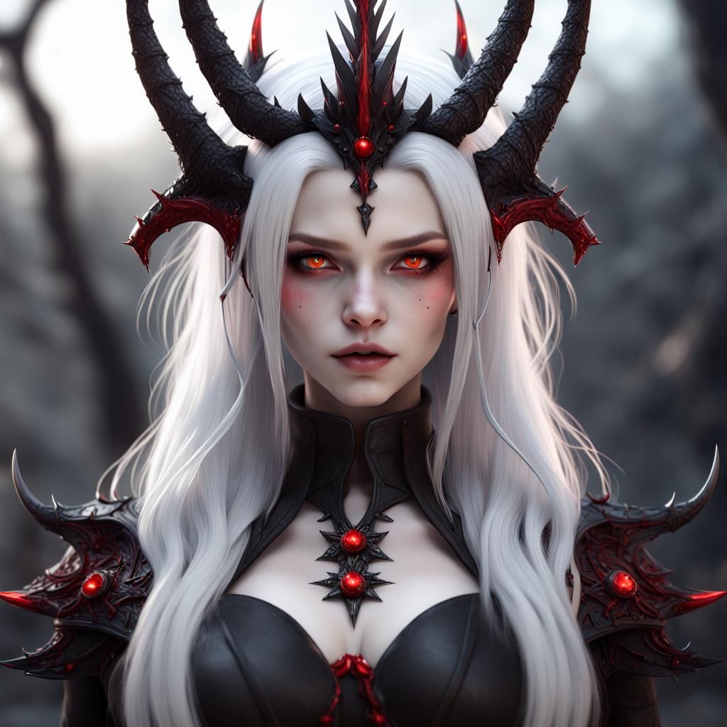 Detailed Matte Painting of a Demon Girl in Unreal Engine