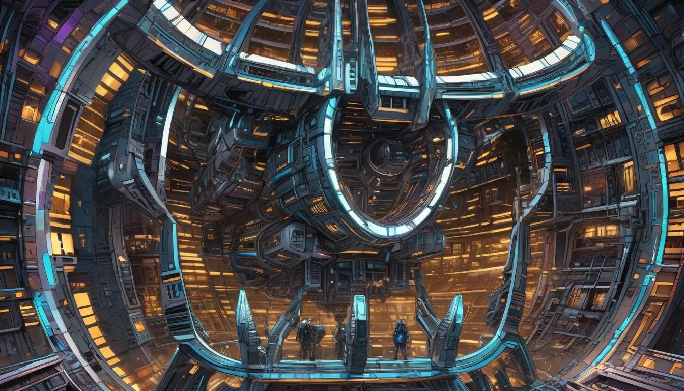 Futuristic Nukleus Hive in Vibrant Comic Book Art