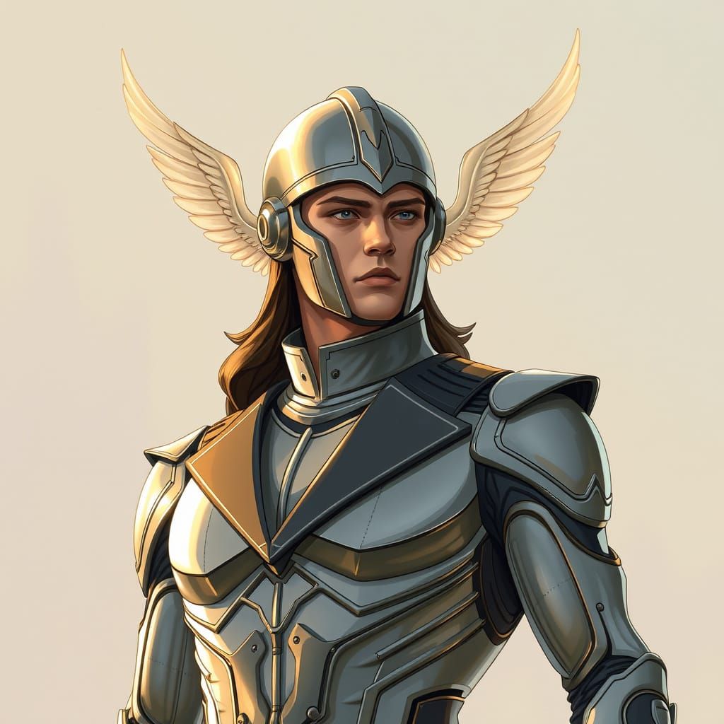 Mercury in Winged Helmet, Art Nouveau Style