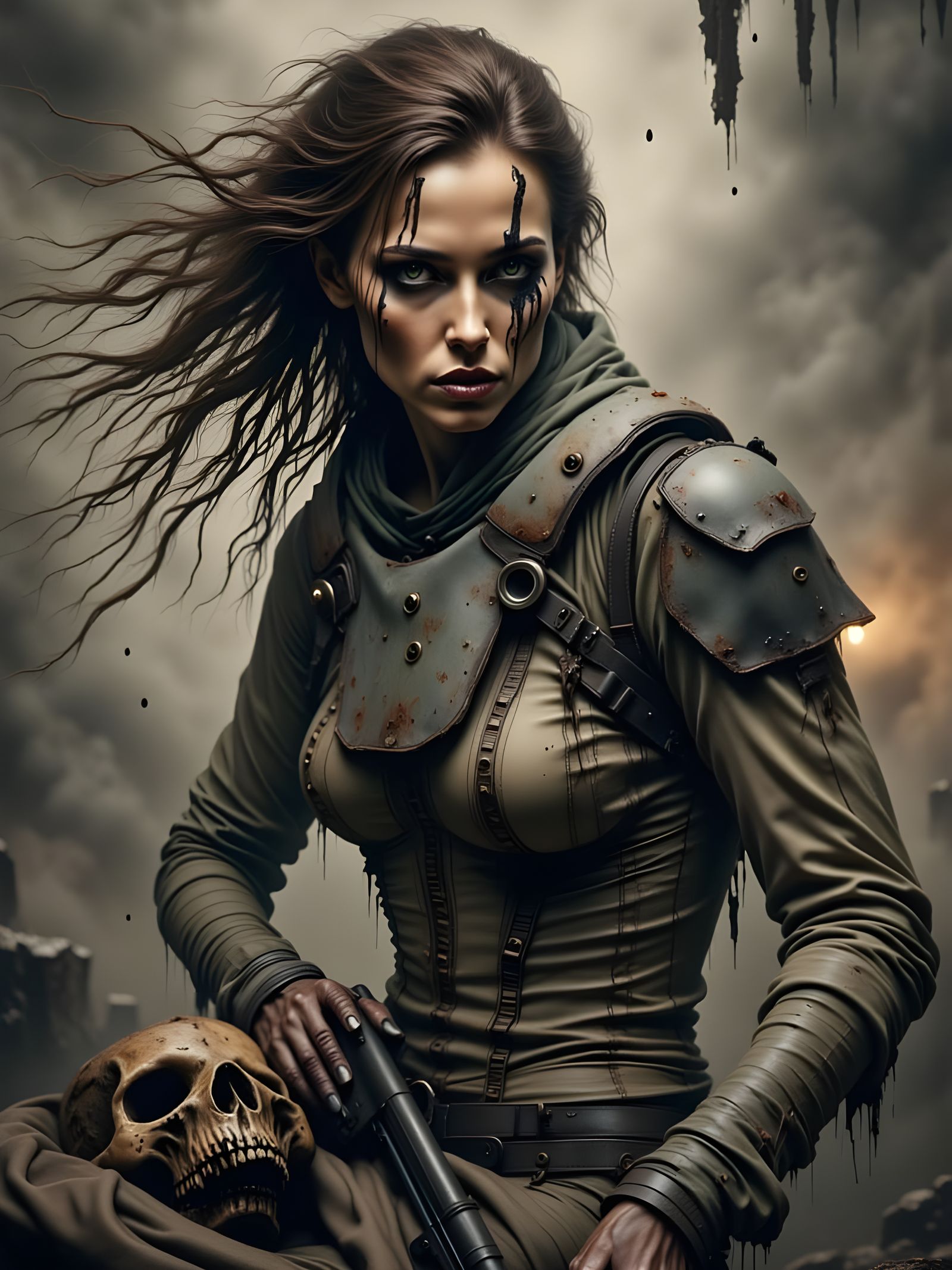 Cybernetic Warrior Goddess in Dark Apocalypse