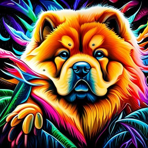Colorful Graffiti Chow Chow Splash Art