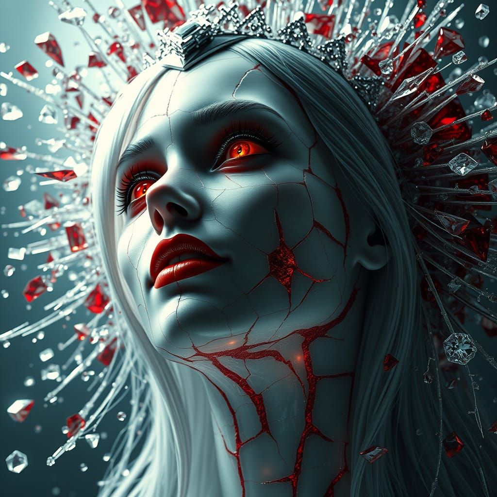 Exploding Glass Face Digital Matte Painting