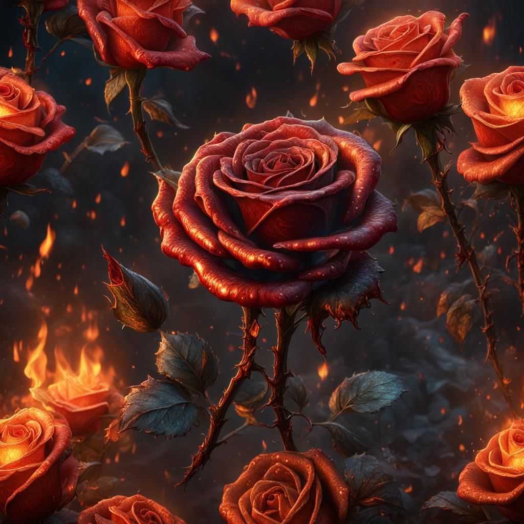 Burning Rose: A Fantastical Matte Painting