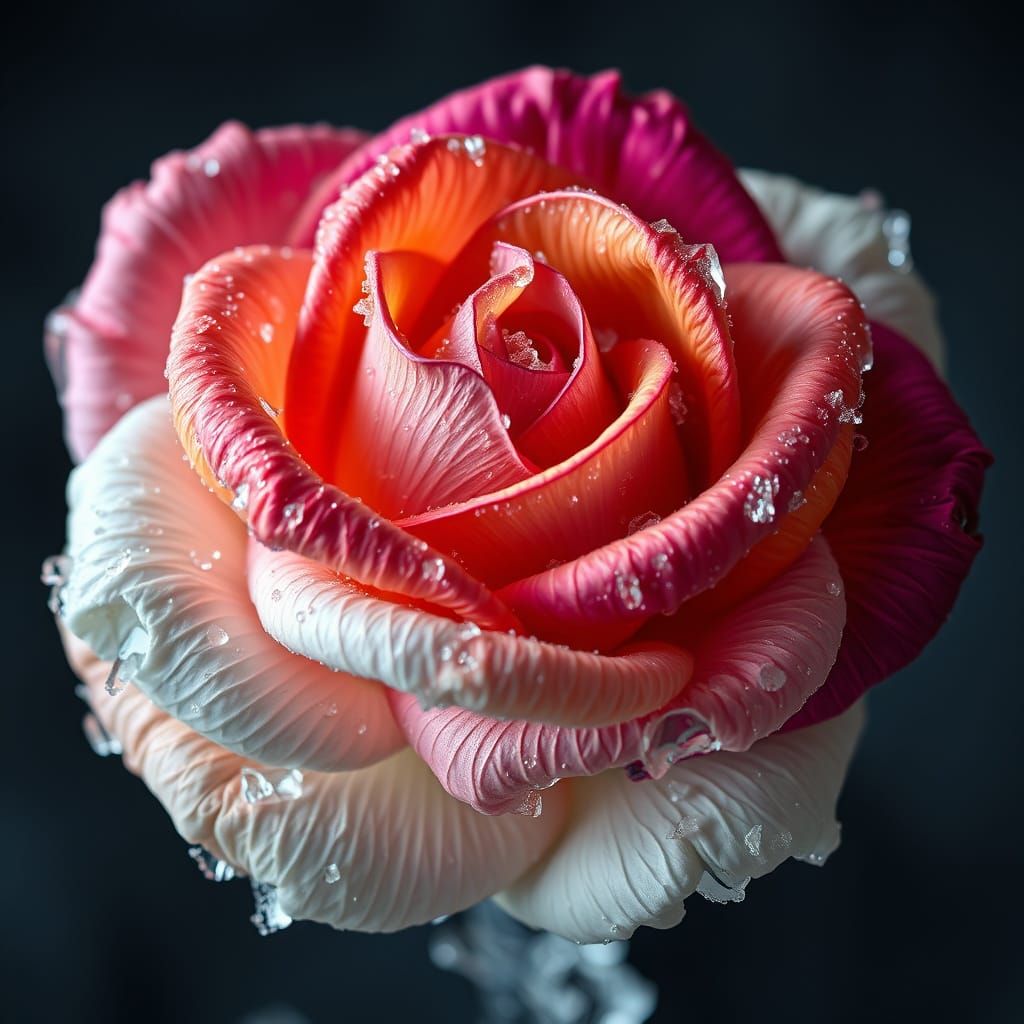Elegant Frozen Rose Ice Sculpture with Intricate Details