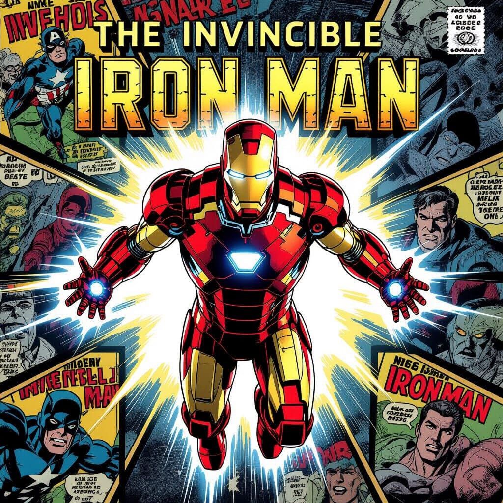 Iron Man Soars Through Classic Marvel Comics Poster
