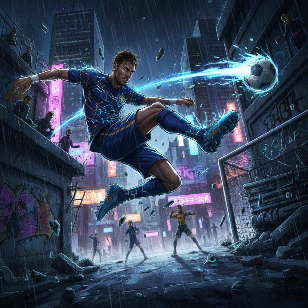 Neymar Jr in Blue Lock Anime Style