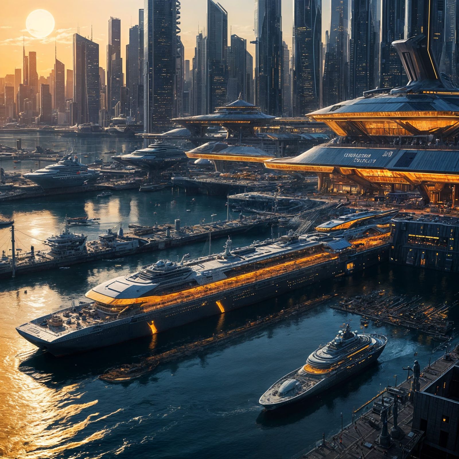 Futuristic Cruise Ship Terminal in 2200