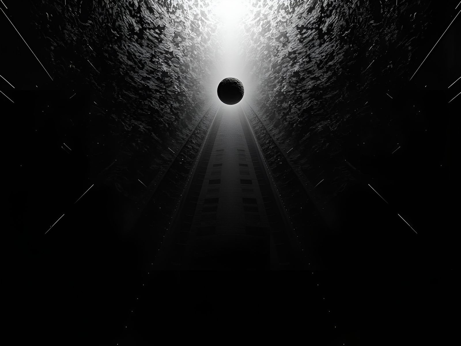 Abstract Red Lines in Void of Darkness