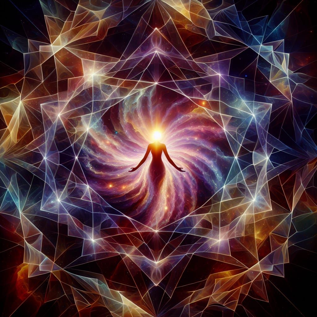 Ethereal Figure Emerges from Triangle Vortex