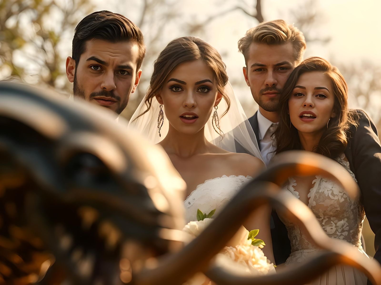 Horrified Wedding Guests See Xenomorph in Photo