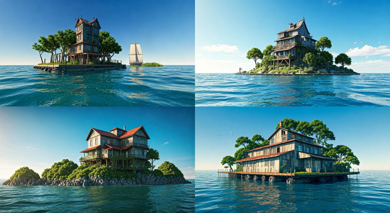 Eco-Friendly Floating Village Amidst Vibrant Nature