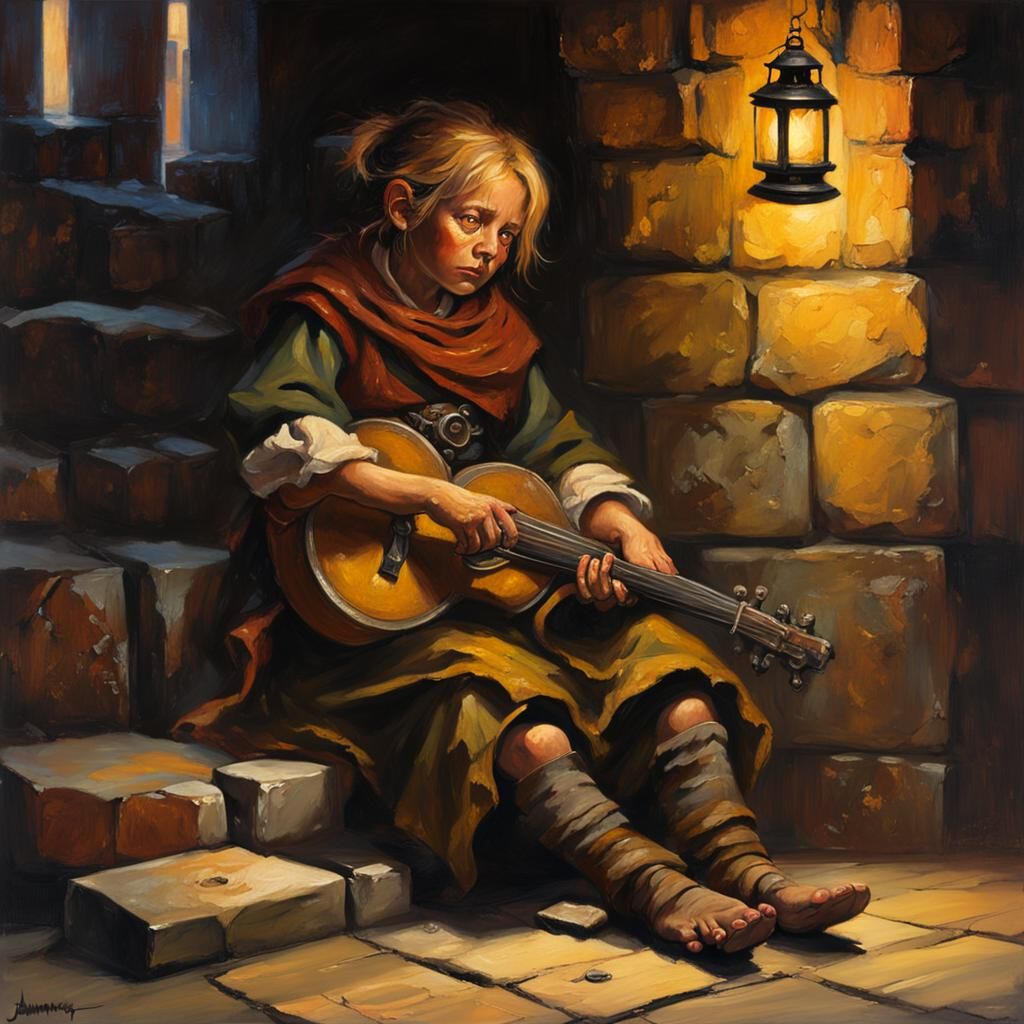 Halfling Bard in Warhammer 40K Oil Painting