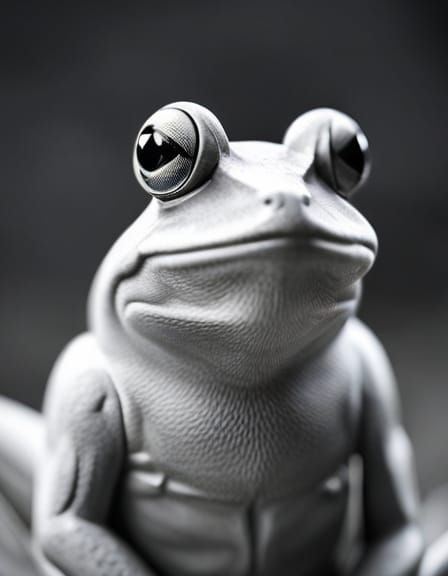 Monochrome Portrait of a Frog by Moonlight