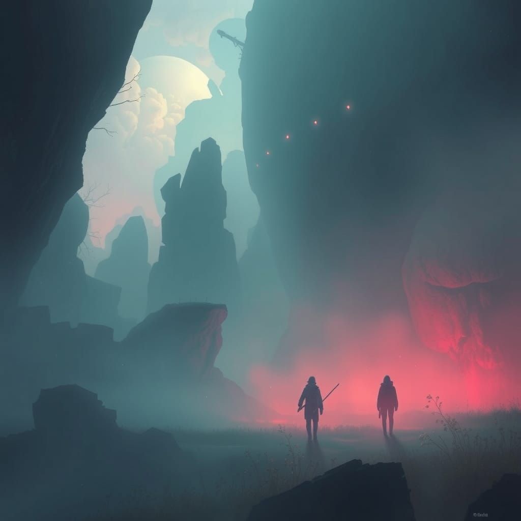 Dreamlike Scene with Eerie Atmospheric Lighting