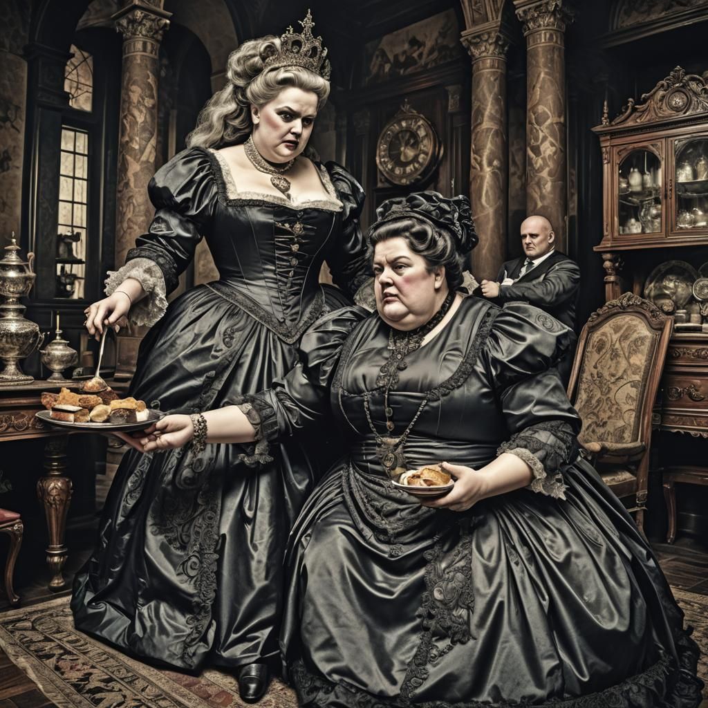 Evil Mistress Served by Servant: Hyperrealistic Image