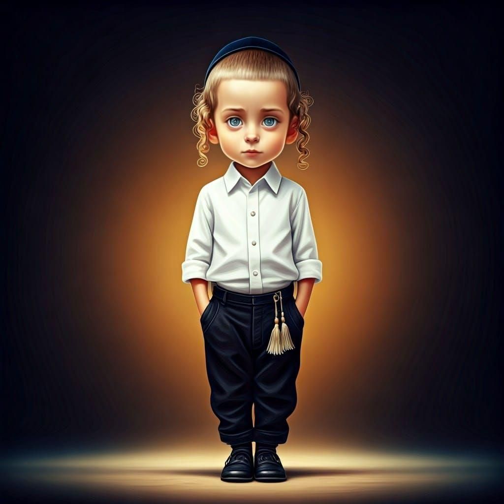 Sweet Jewish Boy Portrait in Hyperrealistic Style