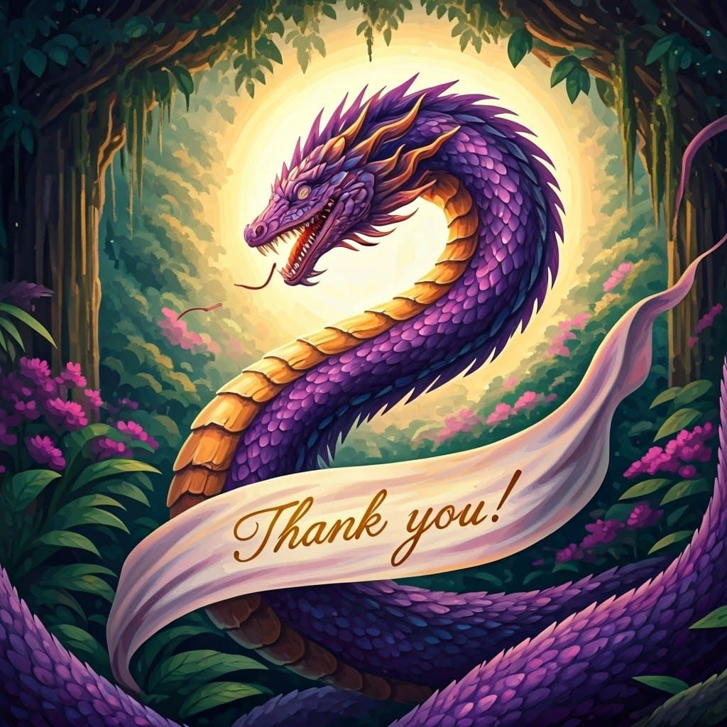Vibrant Purple Naga Emerges in Dreamlike Splendor