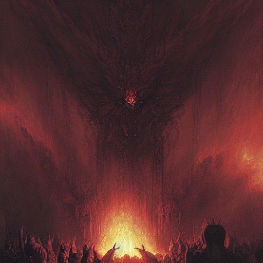 Terrifying God of Fire in Dark Fantasy Style