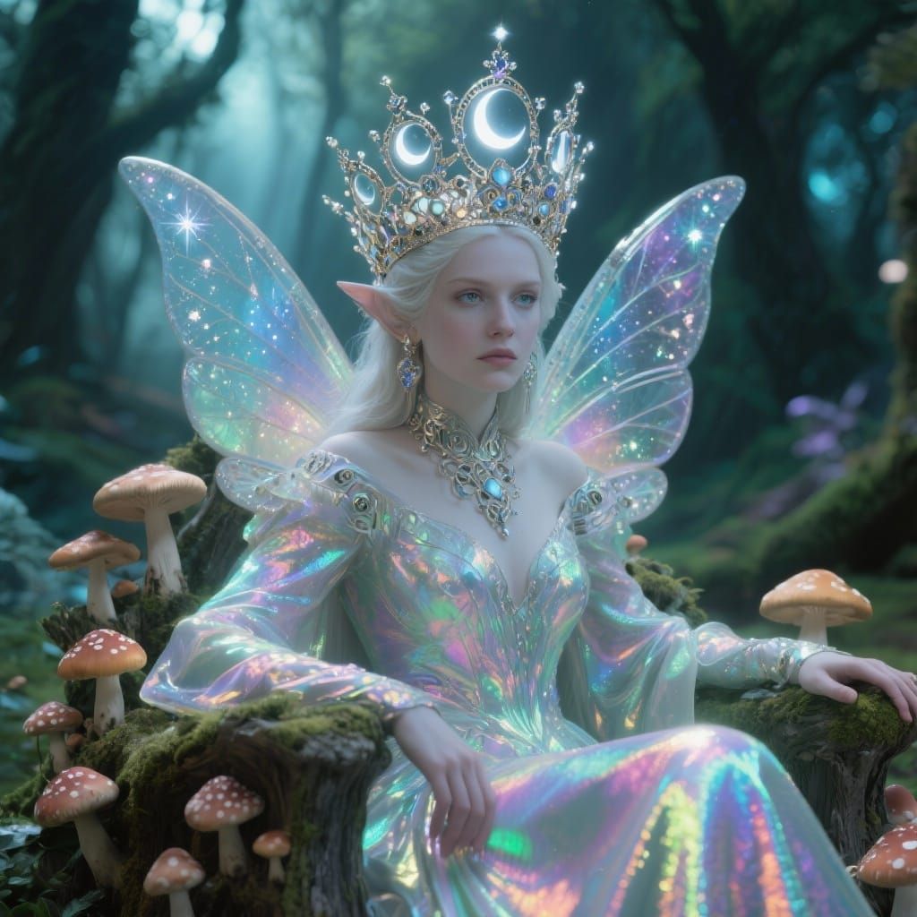 Regal Fairy Queen on Mushroom Throne