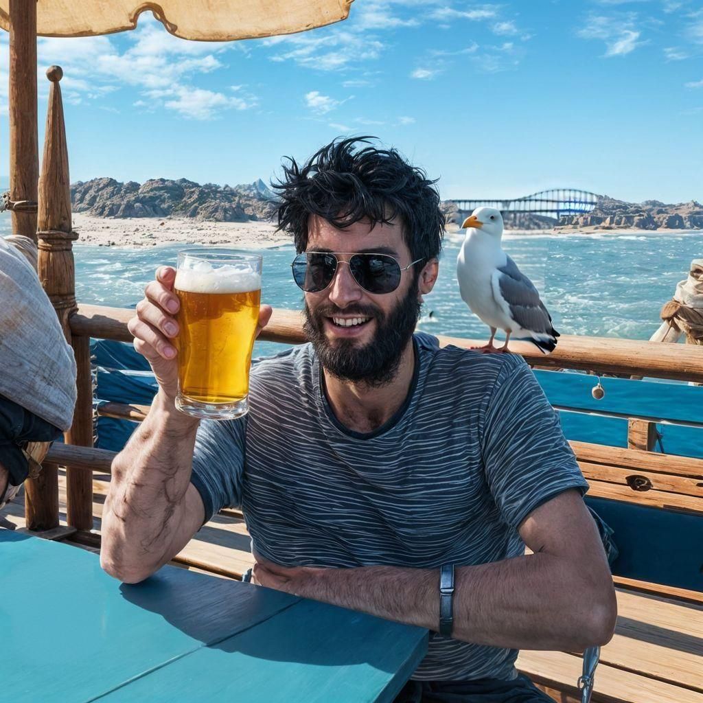 Young Pirate with Beer and Sword, Digital Art