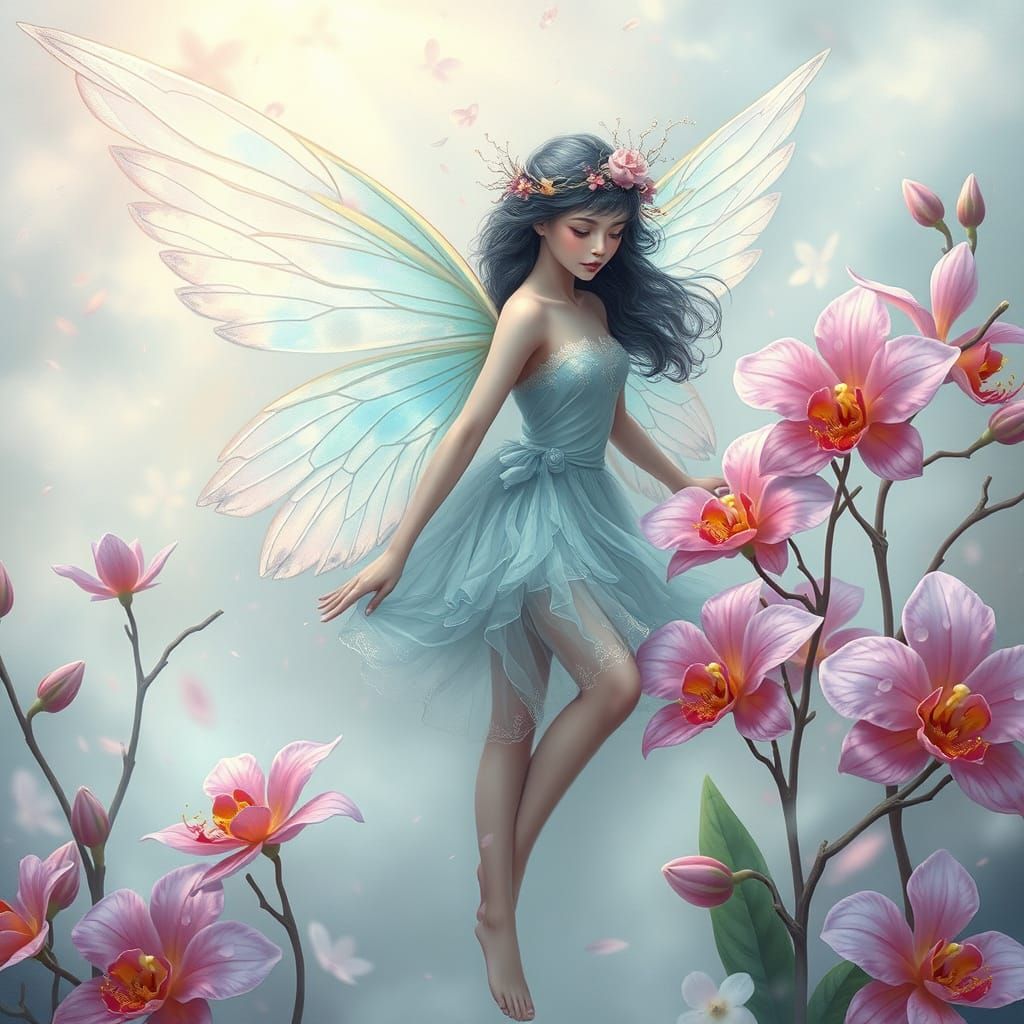 Celestial Orchid Fairy in Ethereal Fantasy Style