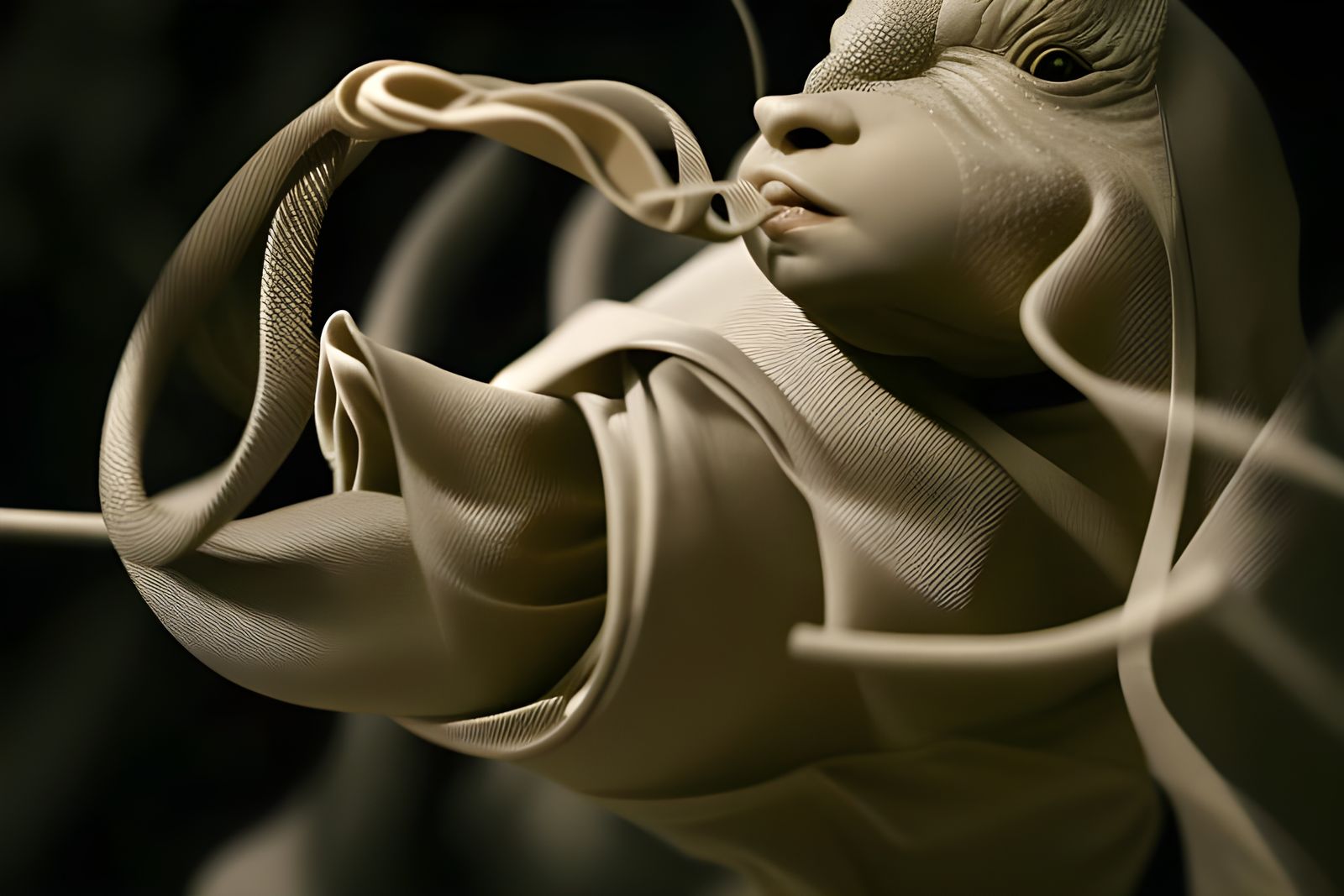 Eldritch Cityscape with Bizarre Creatures, Digital Art