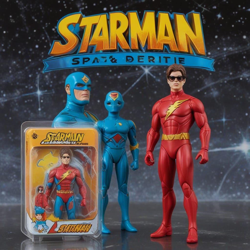 Vintage Superhero Action Figure Collection with Starman Pack...