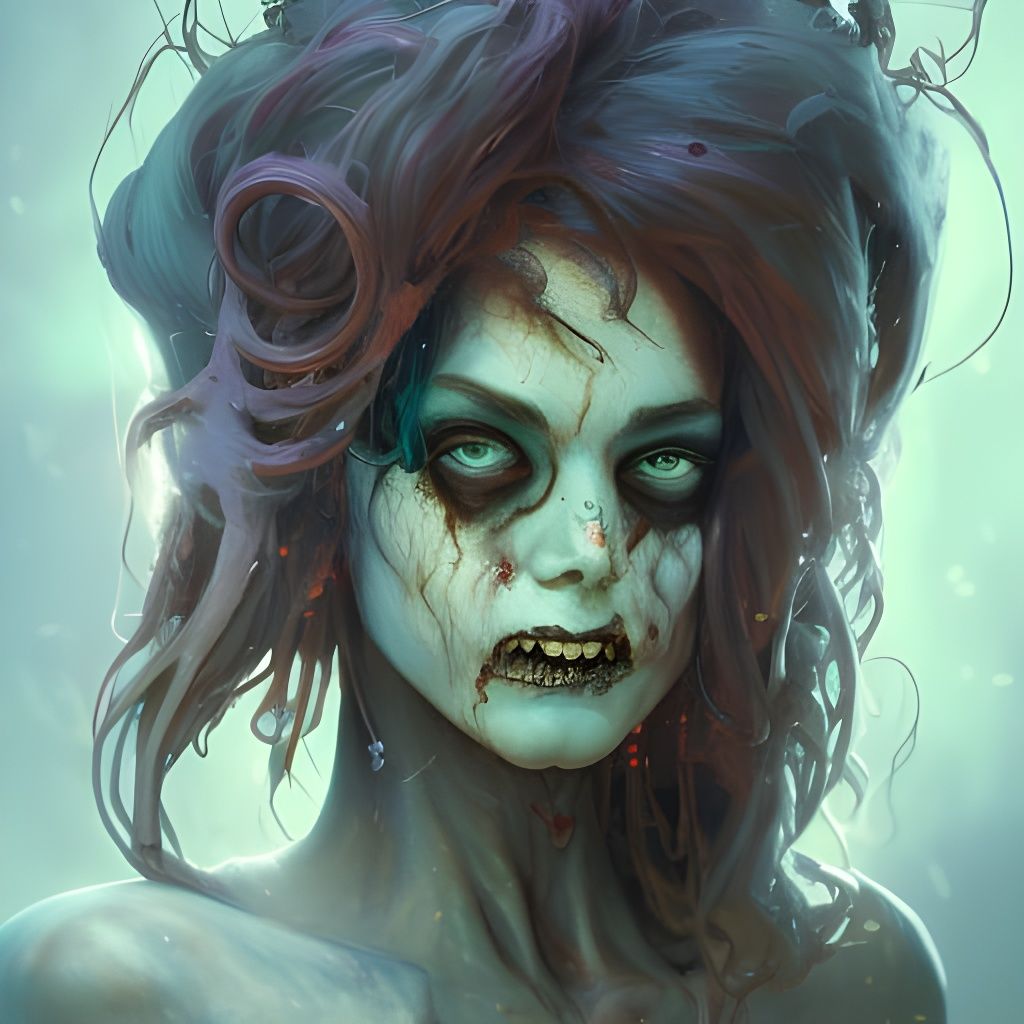 Detailed Zombie Witch Portrait in Hyperrealistic Style