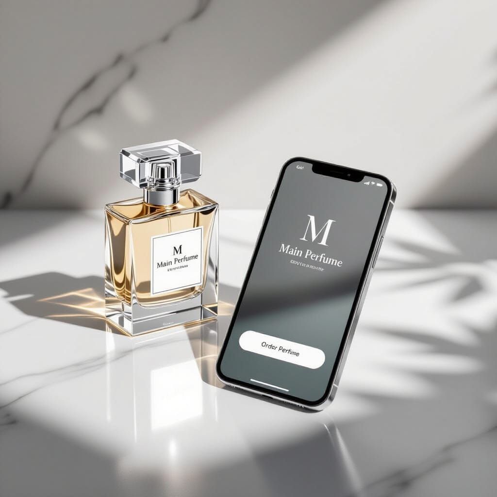 Minimalist Perfume Store Layout with Smartphone