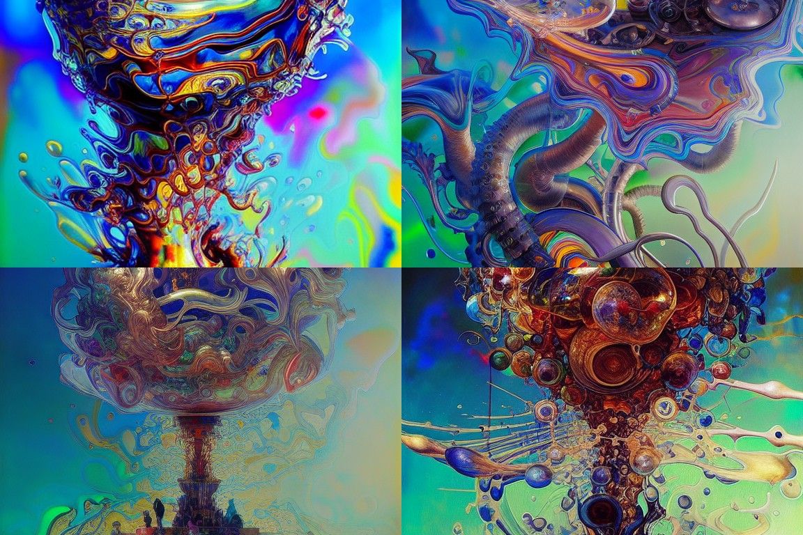 Intricate Blown-Glass Liquid in Sunlight: Photorealistic Ren...