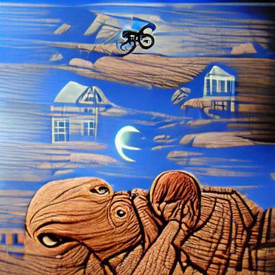 E.T. Illustration in Acrylic Woodcut Style