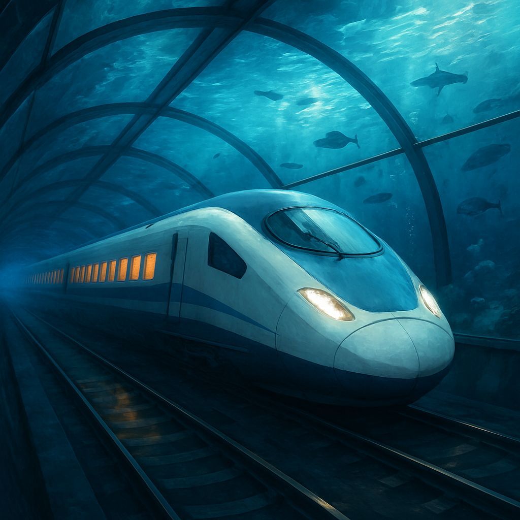 Bullet Train in Underwater Tunnel