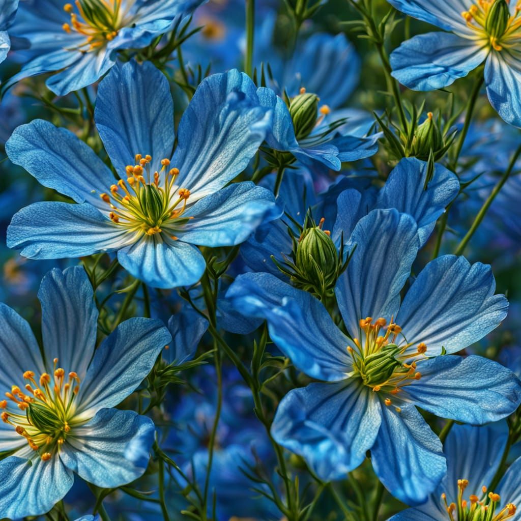Vibrant Nigella Flower in Photorealistic Style