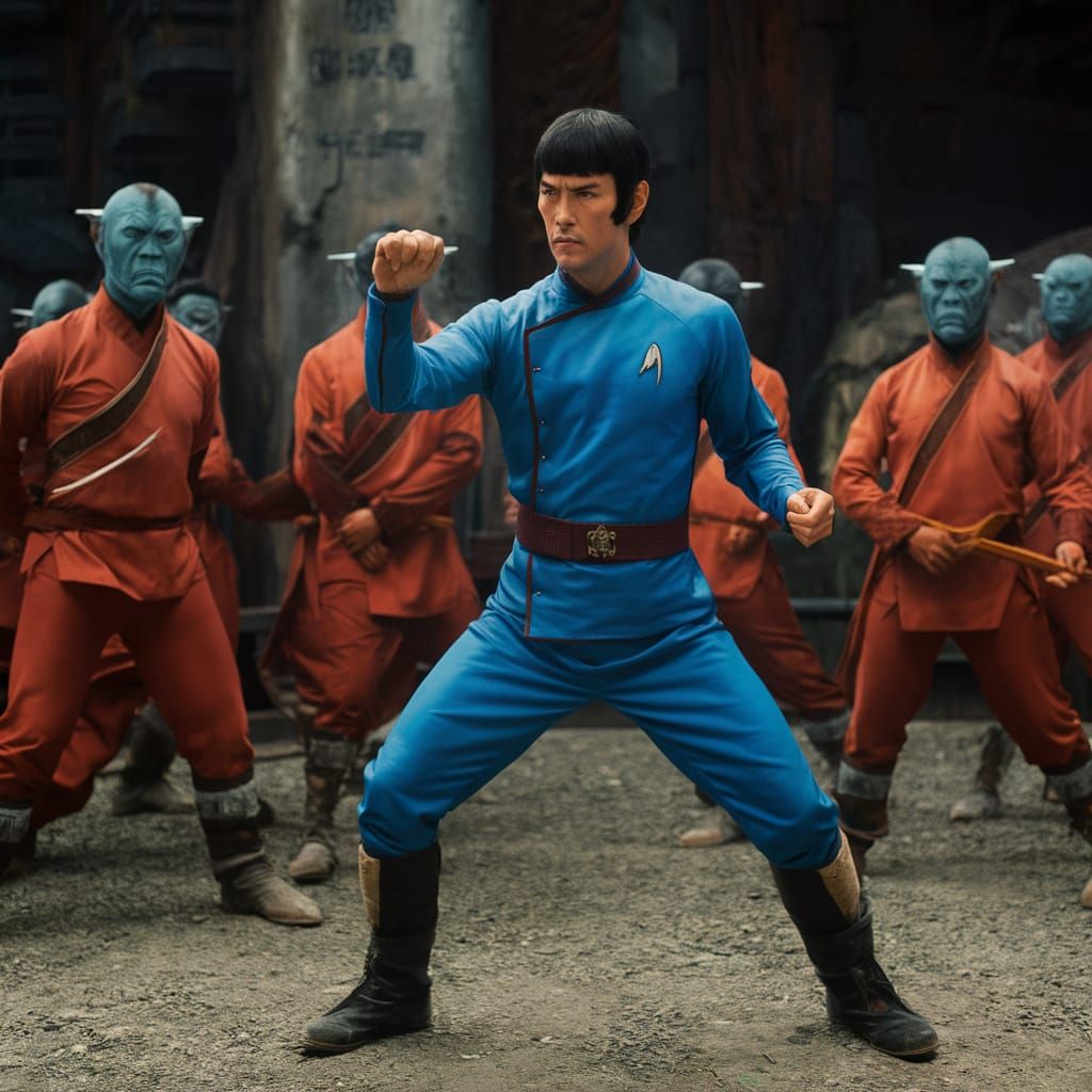 Epic Vulcan Kung Fu Battle in Vibrant 1970s Technicolor