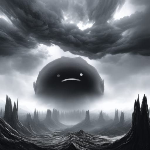 Screaming Emoji Nightmare in Black and White