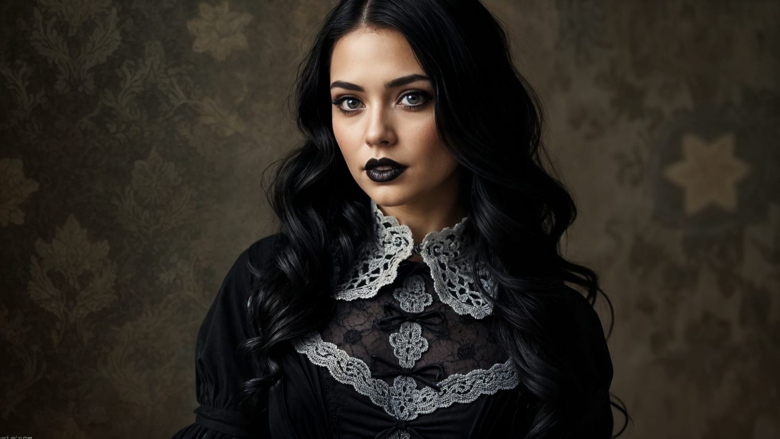 Gothic Woman in Victorian Elegance