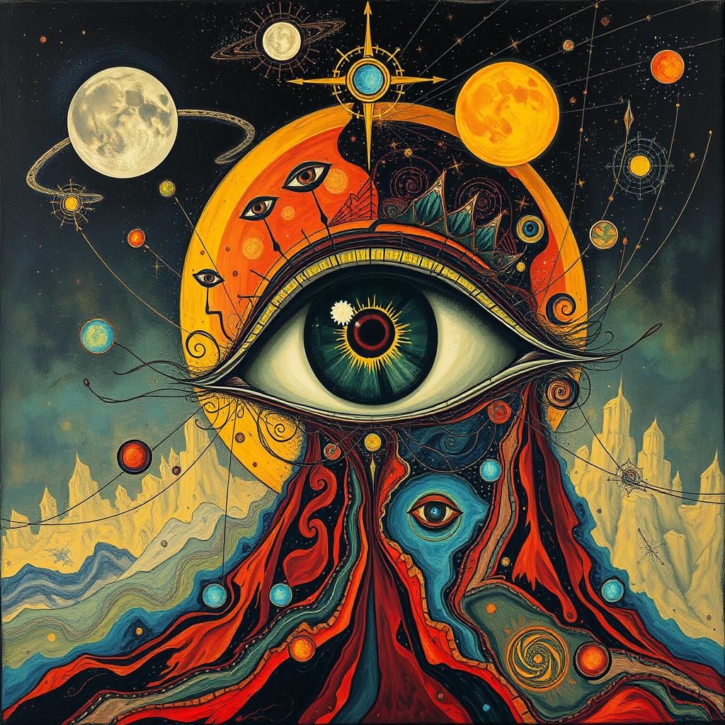 Celestial Eye in Dystopian Art Deco Style