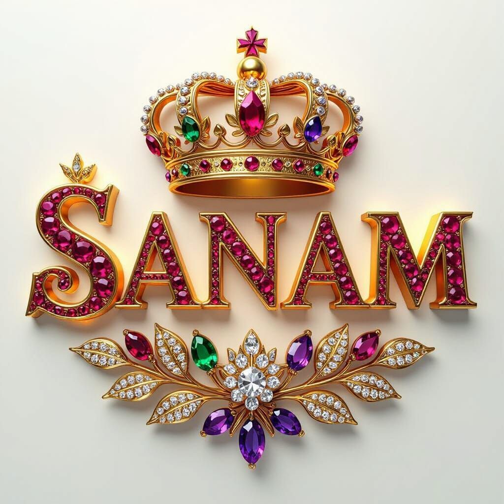 Golden 3D Letters with Precious Stones