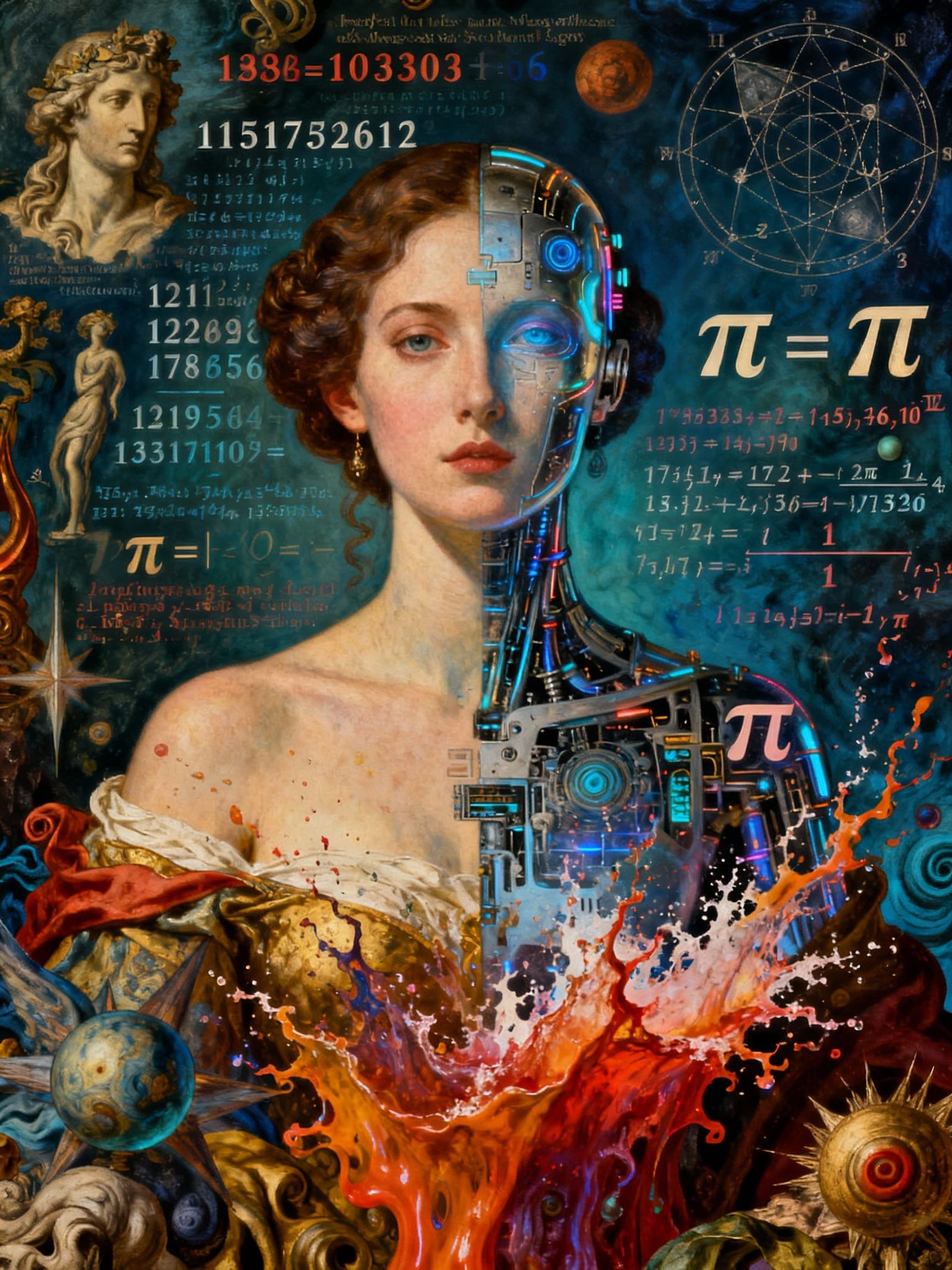 AI as Feminine Portrait Emerging from Code and Numbers