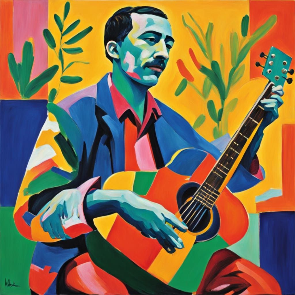 Fauvist Musician Portrait with Bold Colors