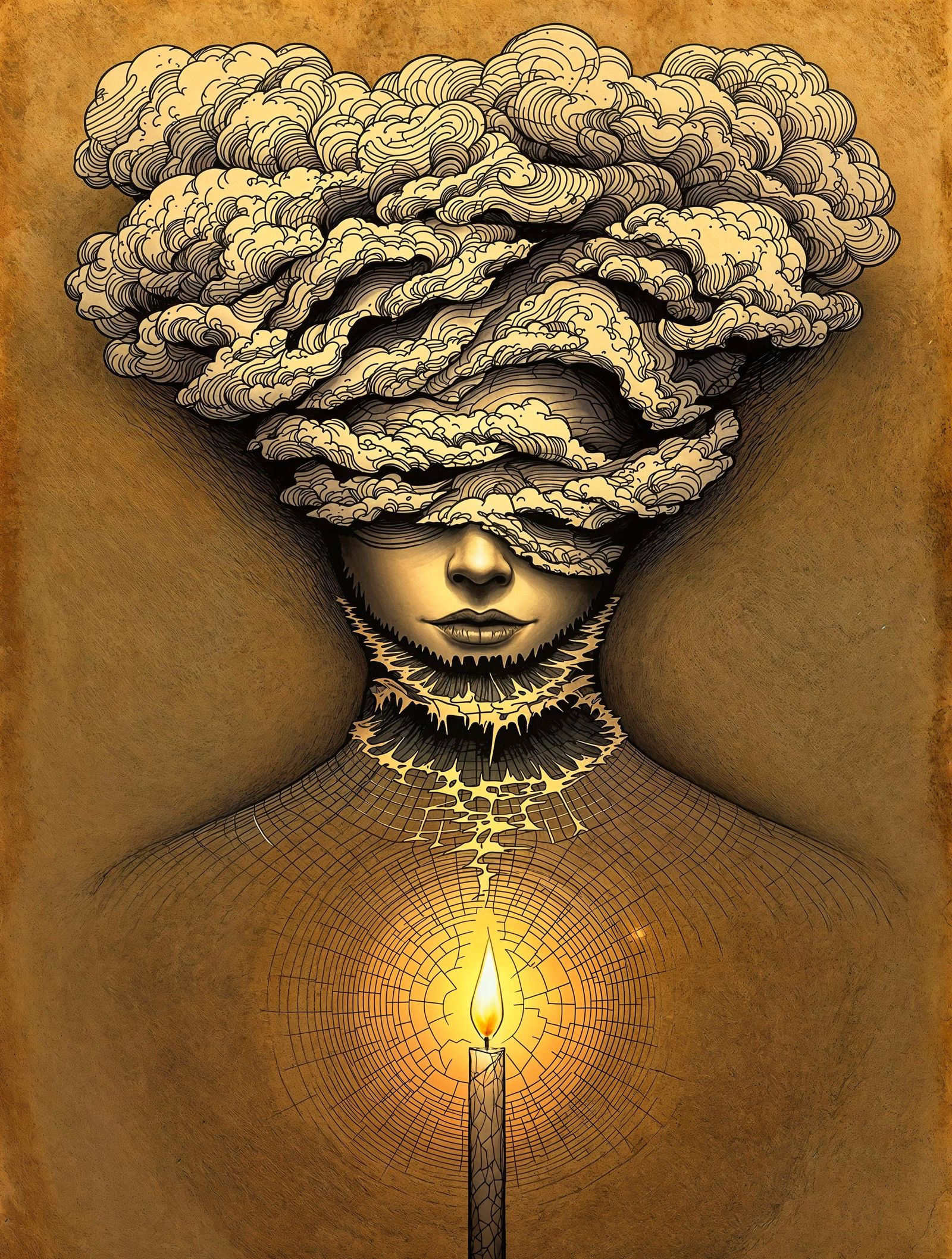 Fractured Identity Revealed in Golden Light