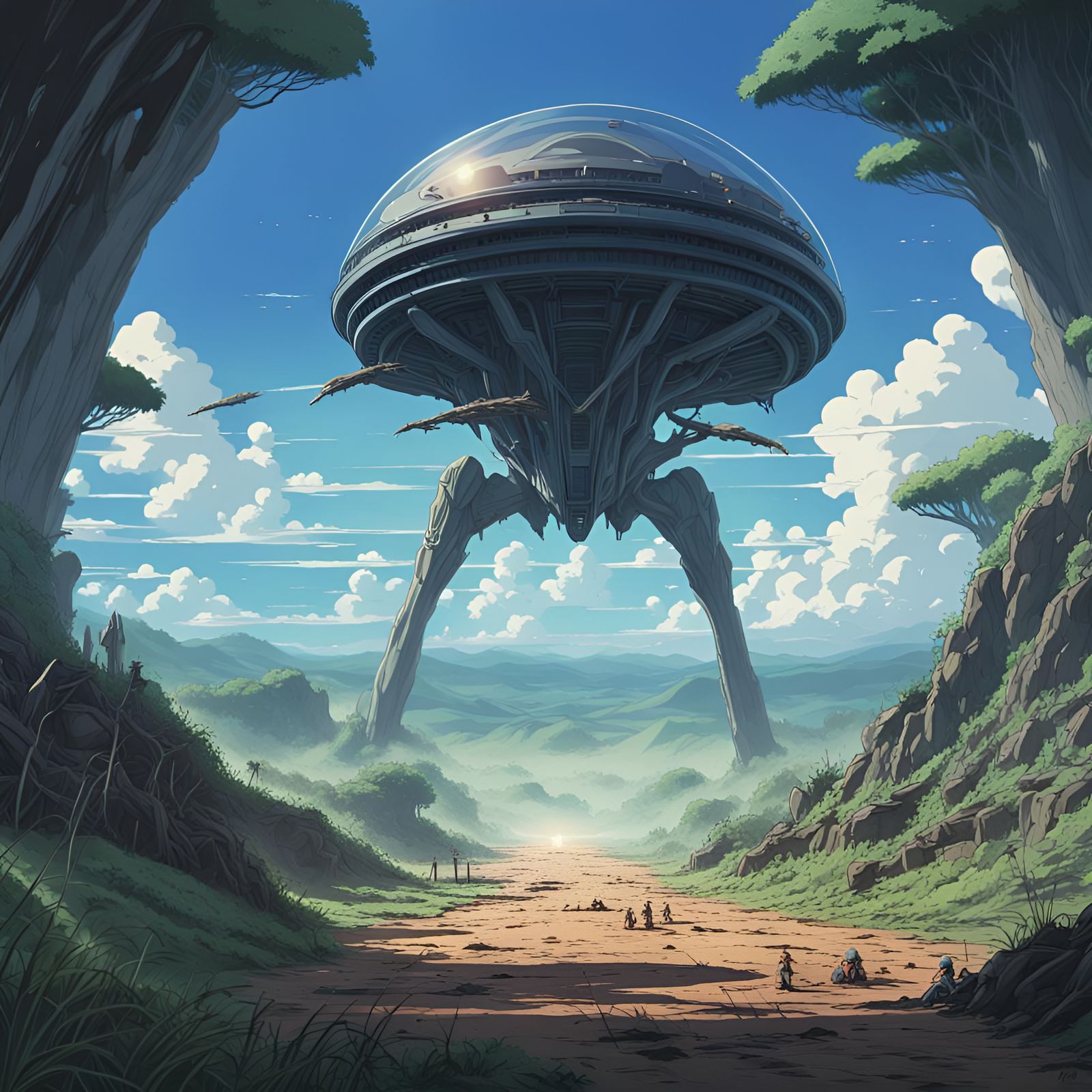 Alien Wasteland Battle in Anime Style