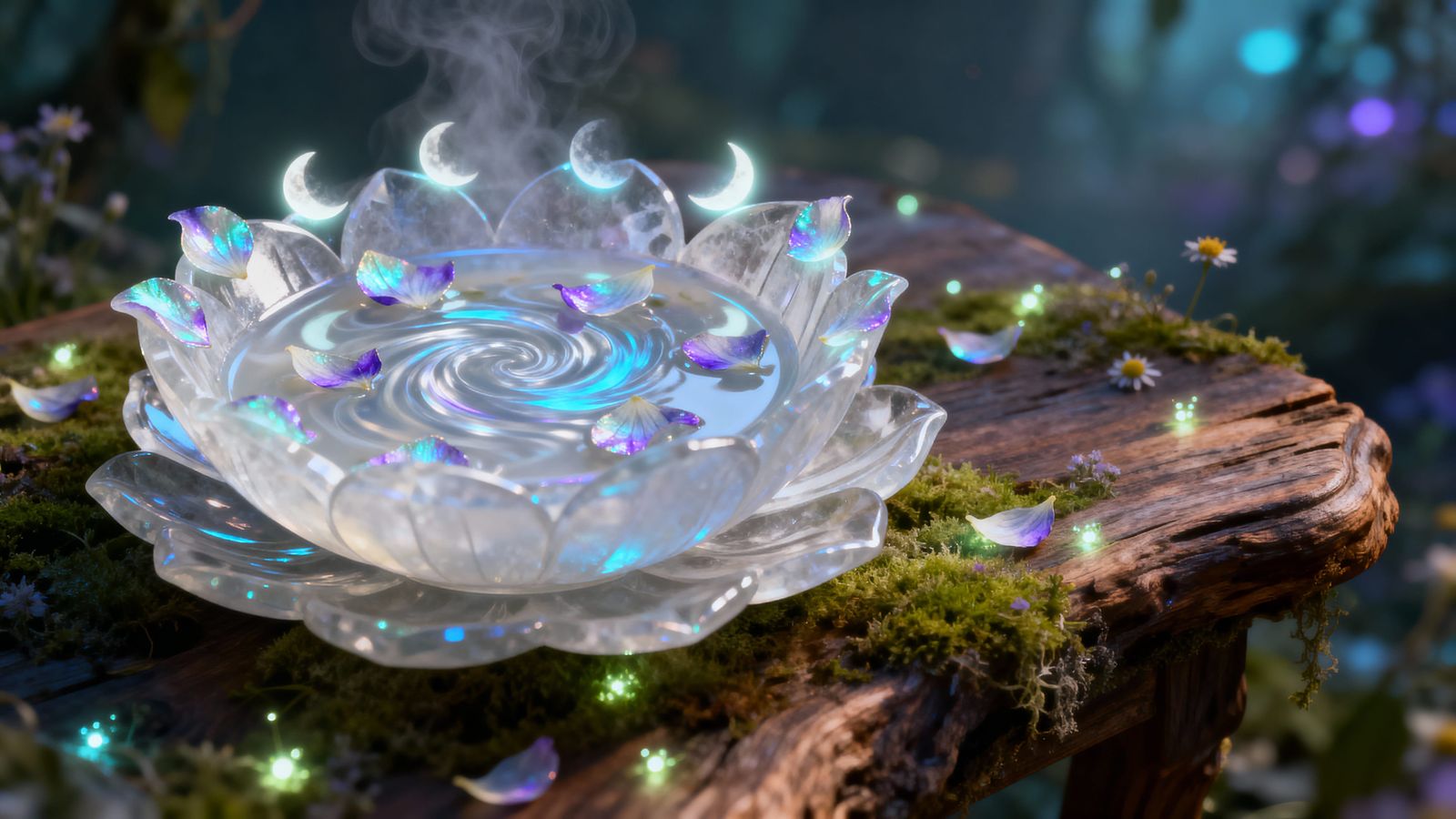 Ethereal Moonbloom Soup in Crystal Bowl