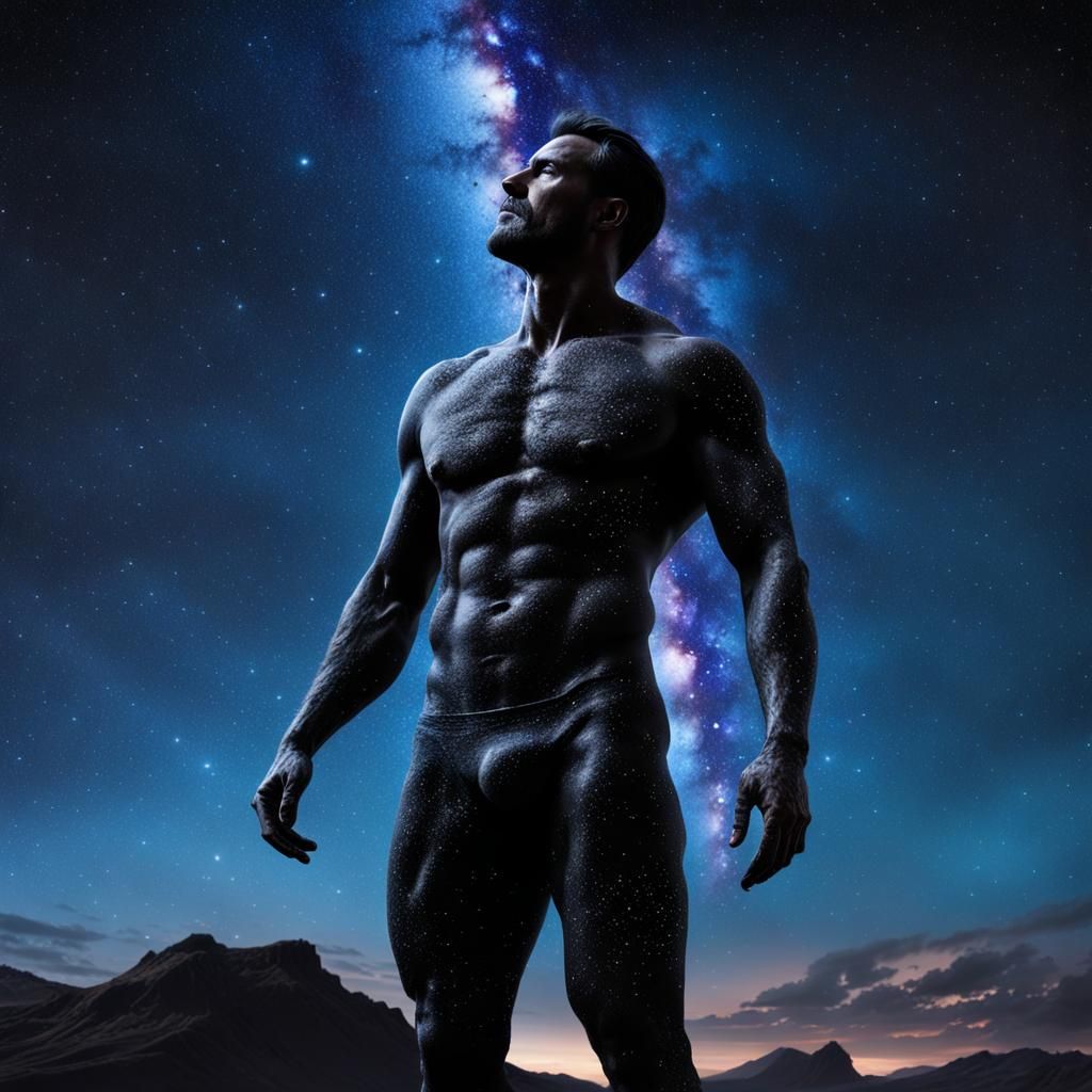 Epic Silhouette Against the Milky Way: Digital Painting