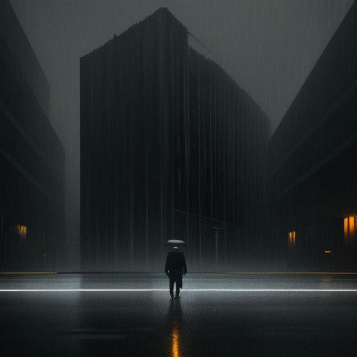 Isolated Figure in Brutalist Shadows