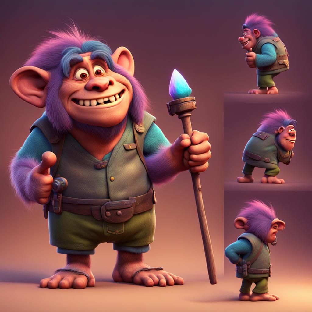 Friendly Norwegian Troll in 3D Style