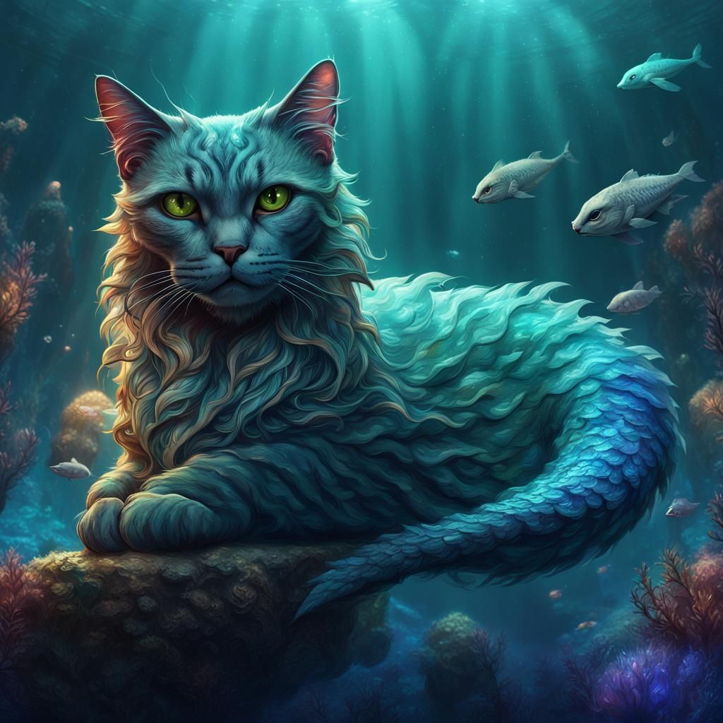 Merman Cat: A Magical Animal Concept Art