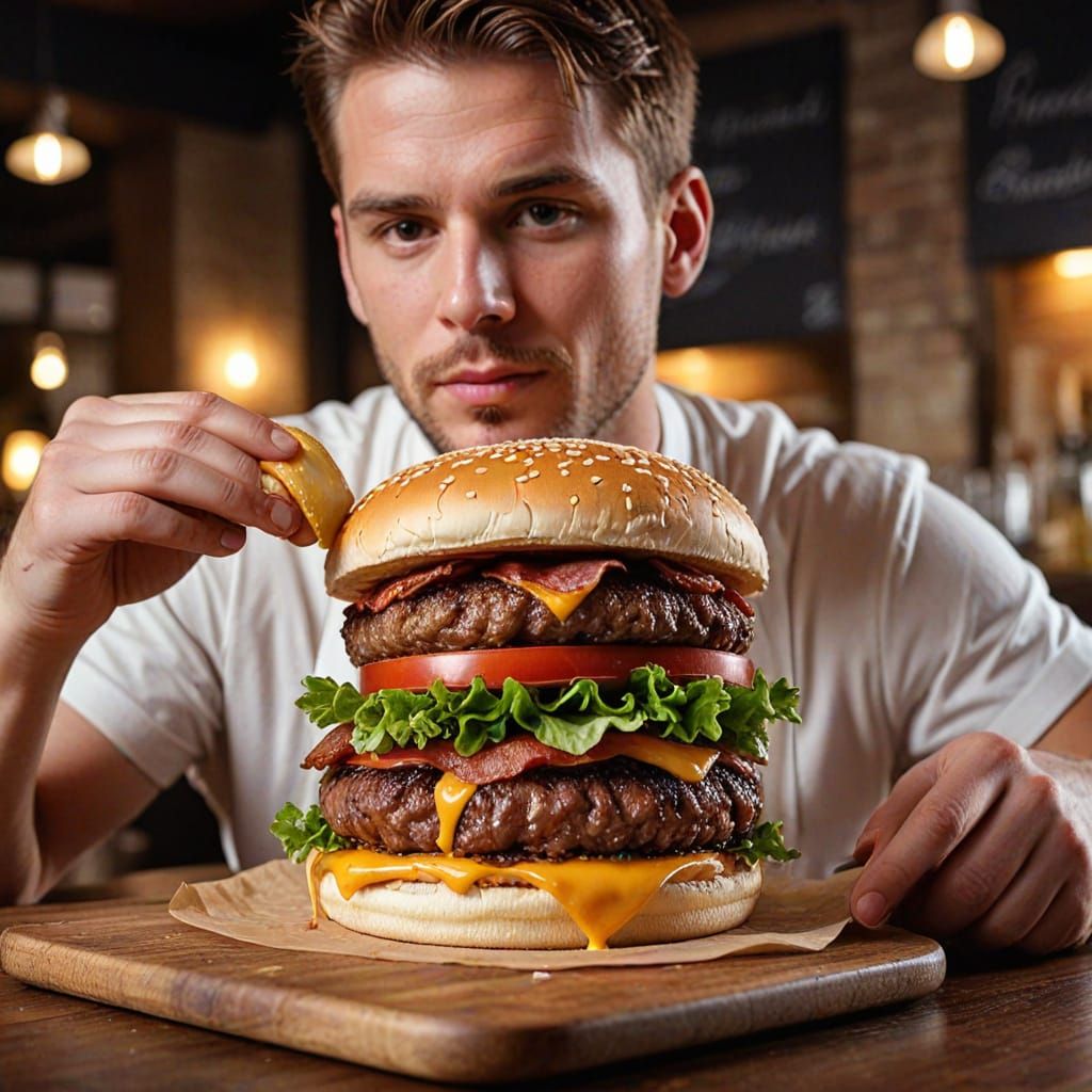 Cinematic Food Photography of a Juicy Burger Masterpiece