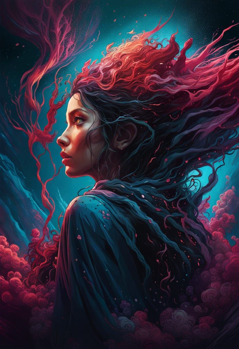 Anxiety: Dark Fantasy Art of Woman Turning to Dust