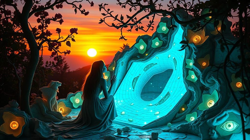 Surreal Goddess Unites Shattered Labyrinth in Dreamlike Real...